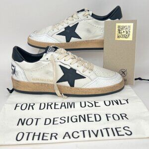 Golden Goose Ball Star Low Top Sneaker Men White Nappa Leather black star Sz 39